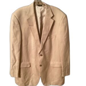 GRANT THOMAS LORD & TAYLOR 42R TAN SILK LINEN 2 BUTTON BLAZER SPORT COAT